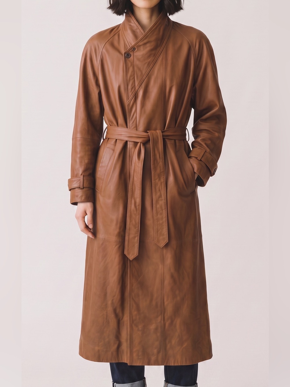 Vintage American Style Brown Leather Belted Trench Coat
Mountain life old money